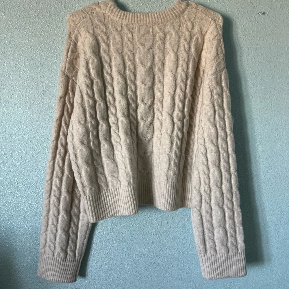Cream/Tan Cable Knit Sweater - Picture 2 of 4